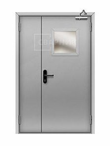 Противопожарная дверь EI-15 полуторная остекленная
