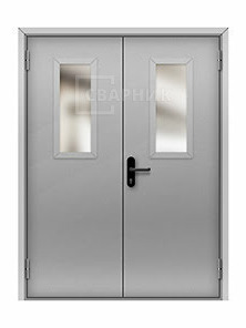 Противопожарная дверь EI-15 двупольная остекленная