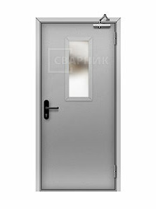 Противопожарная дверь в подъезд EI-15 однопольная со стеклом